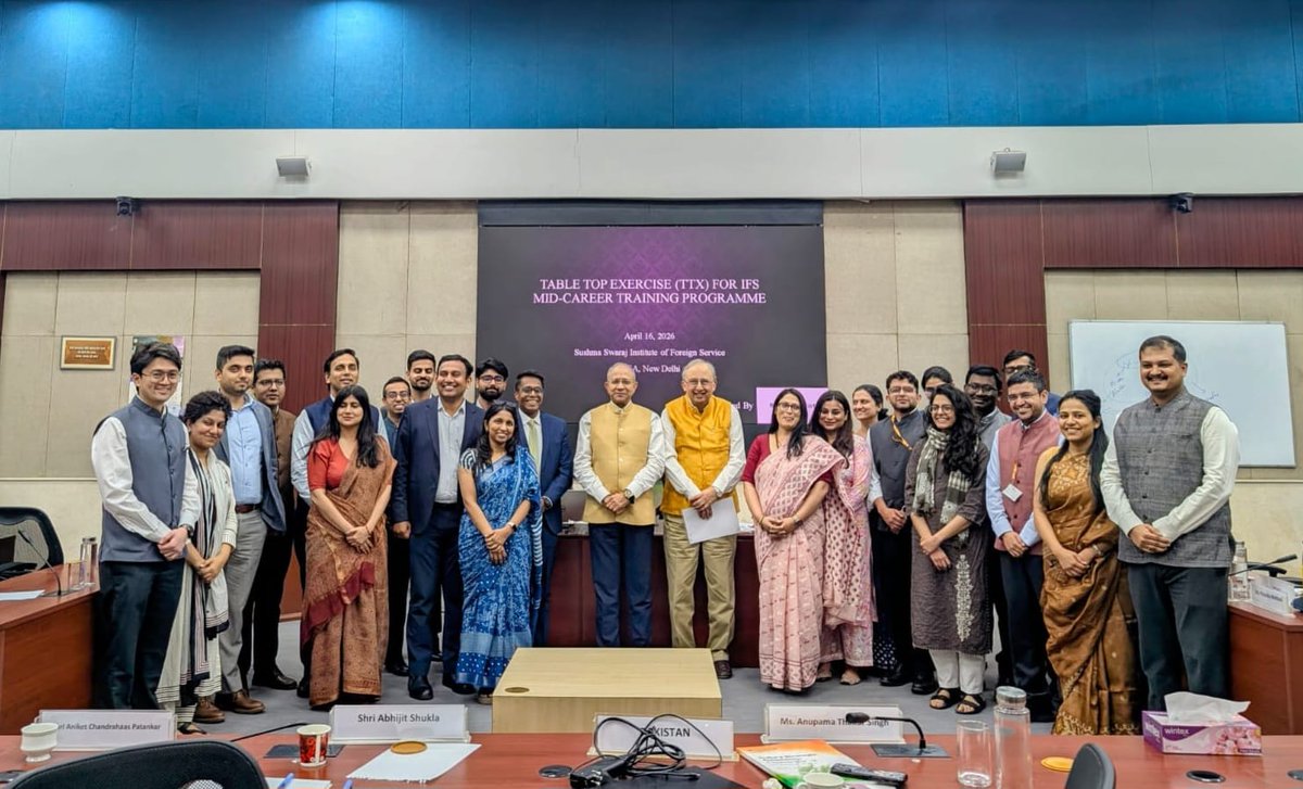 natstrat_org's tweet photo. #NatStrat was delighted to conduct a day long Strategic Analysis and Critical Thinking table top exercise (TTX) for IFS mid-career diplomats at @SSIFS_MEA   @PankajSaran11  @rajks73 @indiandiplomats @MEAIndia @tilakdevasher1 @Shantanu2818 
#IranWar‌ #Pakistan #terrorism https://t.co/mSI9RN0OUb