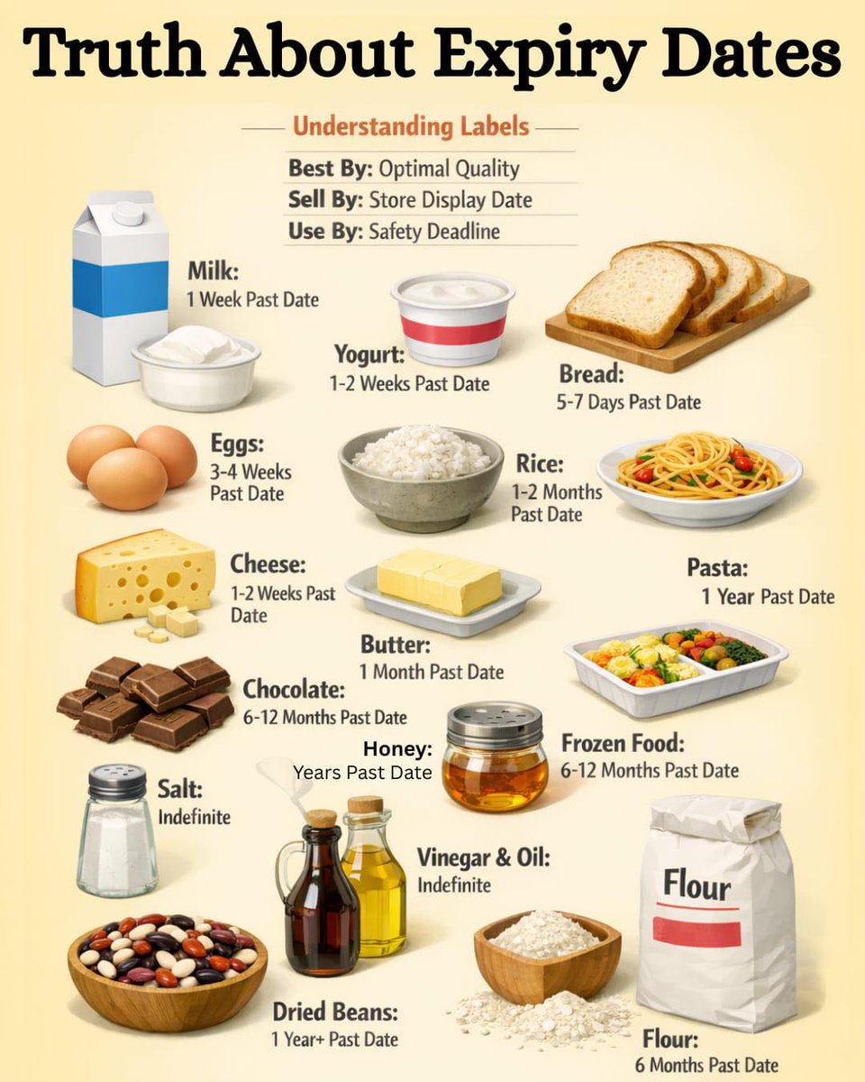 consumer_penang's tweet image. Most “expiration dates” are about quality, not safety. You might be tossing out groceries that are still totally fine to eat.

Check this guide before your next #kitchen clean-out and #save #money while reducing #food waste.

#butter

(Info and illustration: Fb/Coachdebsona)