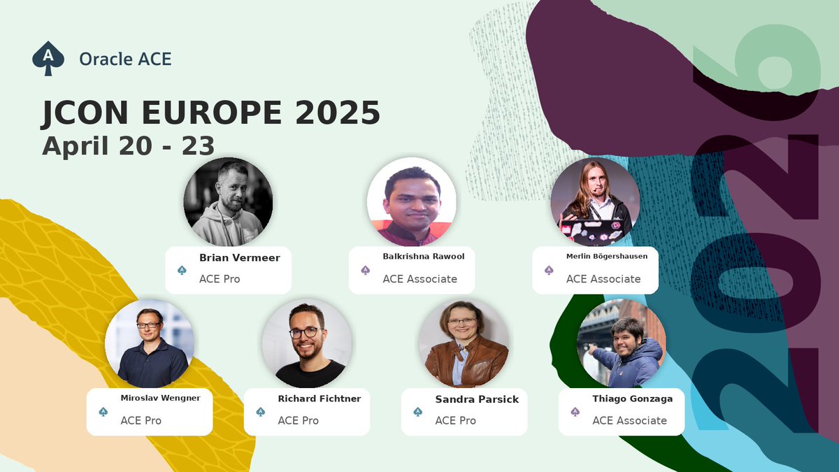 oracleace's tweet photo. ♠️ JCON Europe is back (April 20–23), bringing together Java enthusiasts from across the globe! 🌍

A strong group of Oracle ACEs will be sharing insights on Java, cloud, and modern development practices—making this a must-attend event for developers looking to stay ahead 🚀☕
🔗 https://t.co/k6ElAH6mV6
#OracleACE
