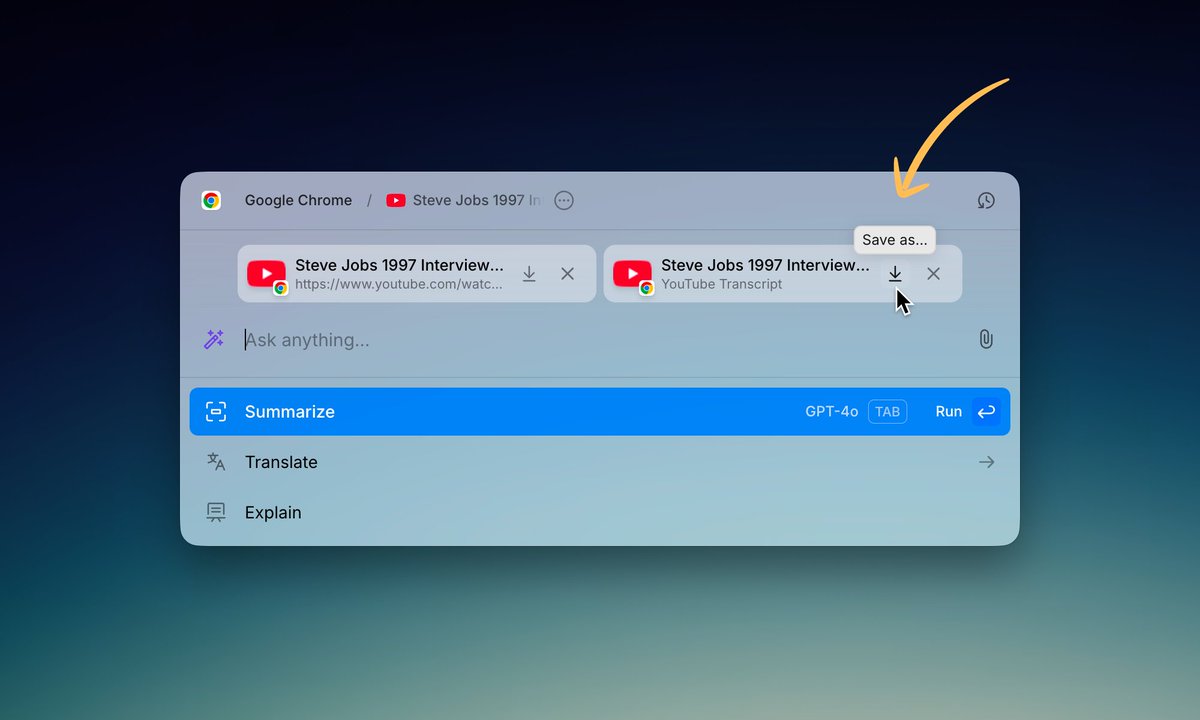 KerligAI's tweet photo. In Kerlig 2.6.0 you can save attachments (websites, YouTube transcripts, app content) to disk as Markdown. Enjoy! ツ https://t.co/m6qTZ7hMa4