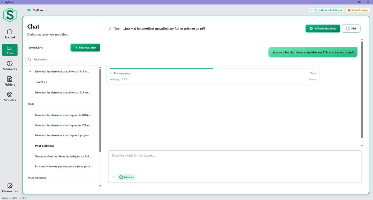Skyllbox - AI agentic platform, no token cost. tweet media