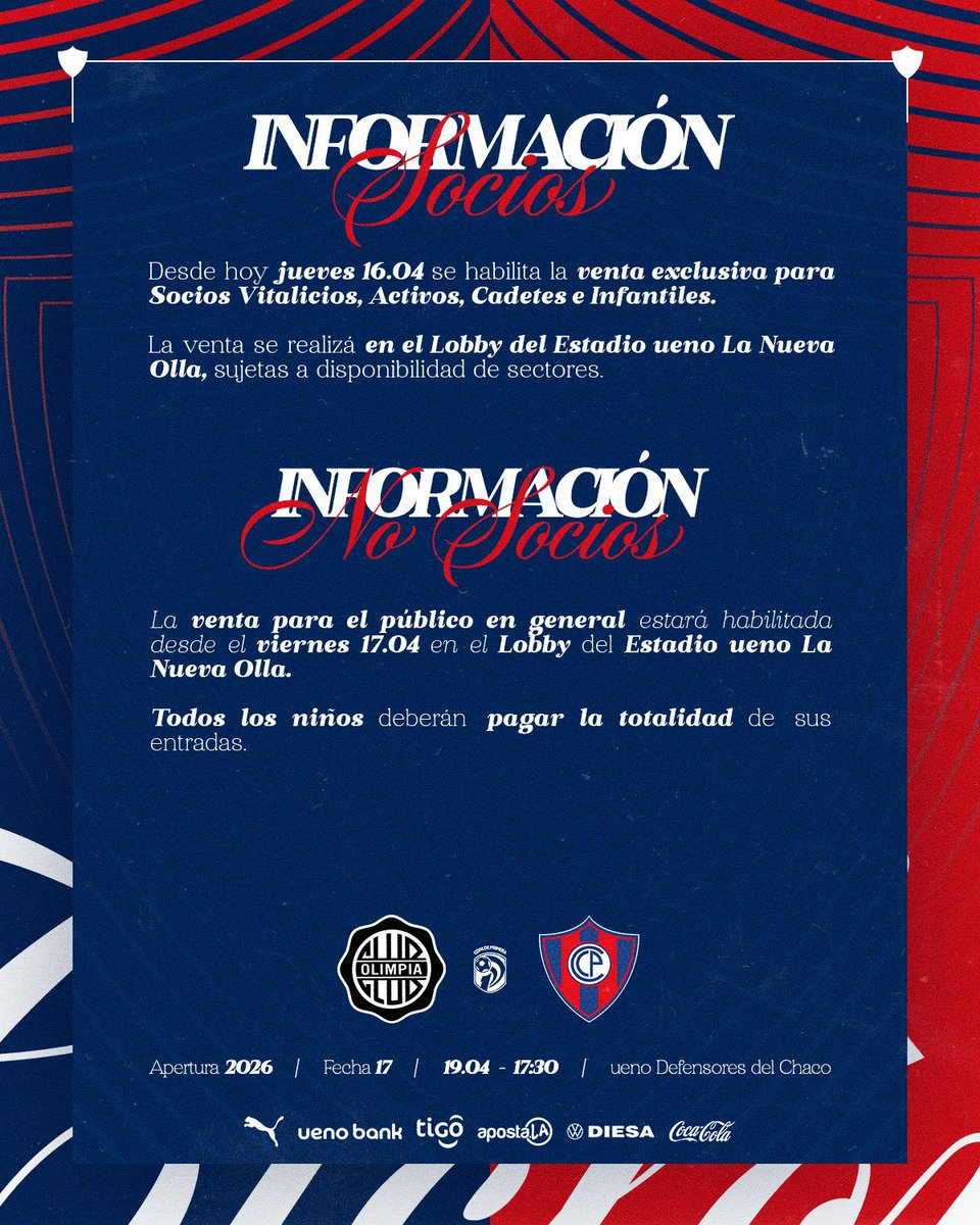 JuanGDENIS's tweet image. Hoy venta exclusiva para Socios #CerroPorteño #Clásico 
#LaTribu
#SuperDeport