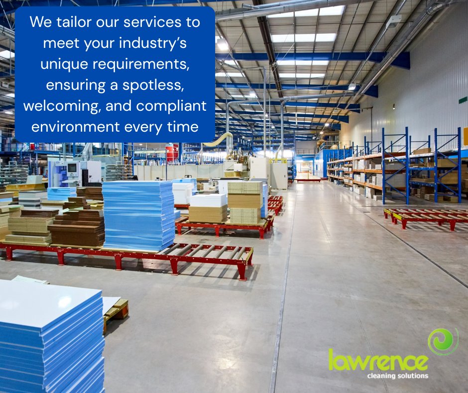 Lawrenceclean's tweet photo. Keeping your manufacturing workspace clean &amp; safe is our speciality! ✨

✔️ Health &amp; Safety certified team
✔️ COSHH-compliant &amp; colour-coded systems
✔️ Transparent clock-in system
✔️ Tailored services for your industry
Learn more: 🌐 https://t.co/EKkiy33ozT

#commercialcleaning https://t.co/DZtgjcbCjX