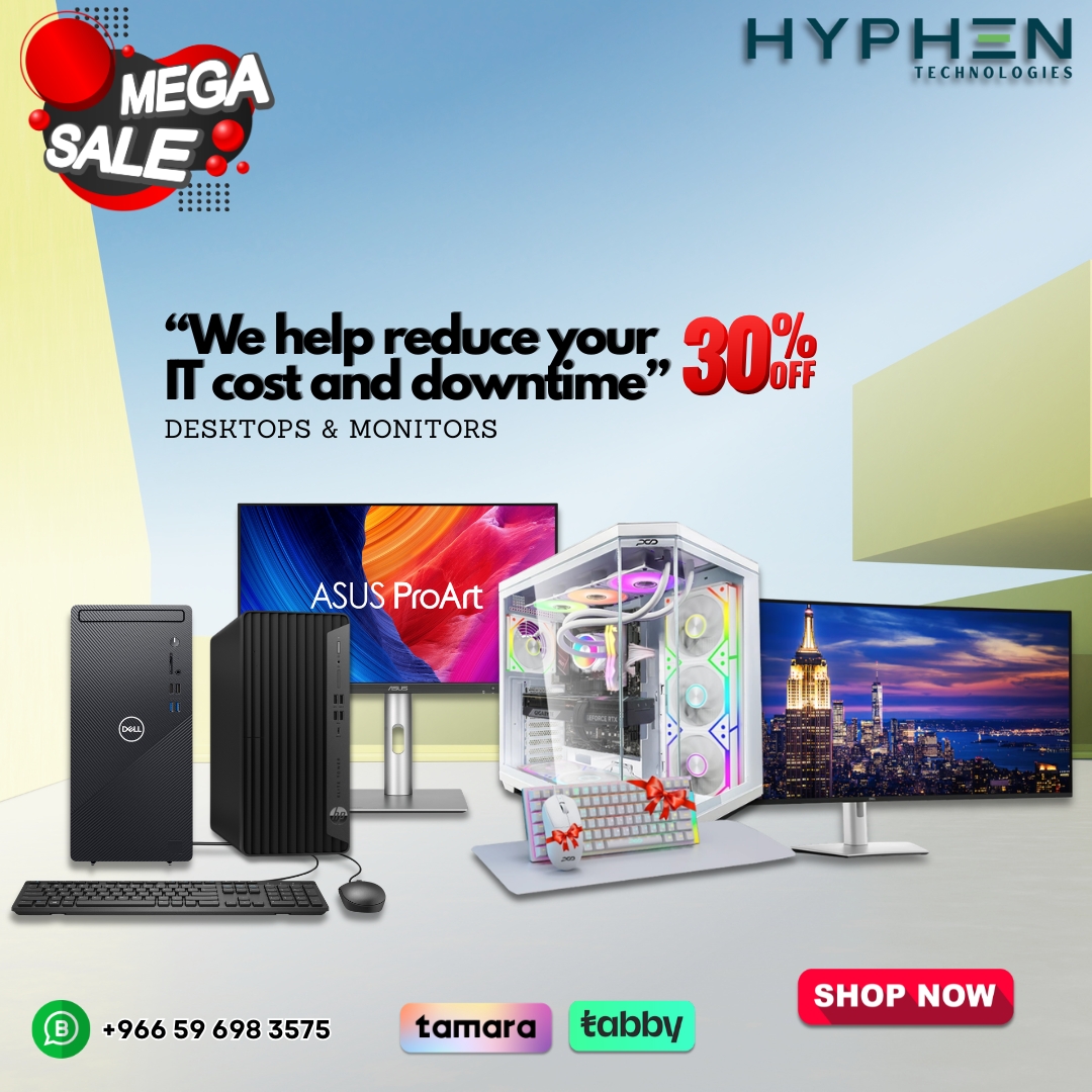 hyphenksa2025's tweet image. 🖥️ MEGA HYPHEN SALE! 30% OFF on Desktops &amp;amp; Monitors!

"We help reduce your IT cost and downtime"

✅ ASUS ProArt &amp;amp; more
✅ Flexible payments: Tamara | Tabby
📞 +966 596983575
🌐 hyphenksa.com
#HyphenTech #TechSale #SaudiBusiness #ITCostReduction