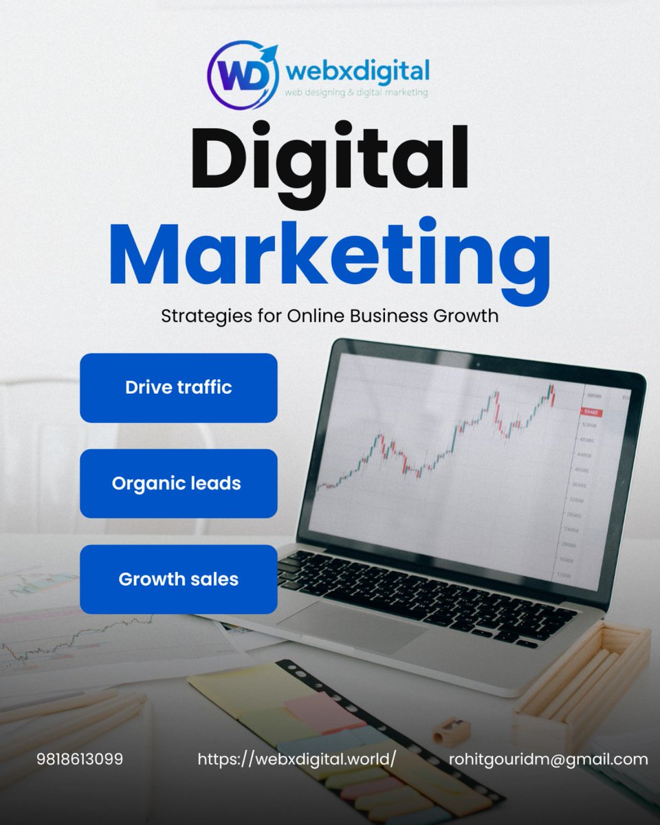 RohitGouri92738's tweet image. Boost your online growth with WebxDigital. Drive traffic, generate organic leads, and increase sales with expert digital marketing strategies.
#seoservice #socialmediaservice #seoserviceindelhi #seoservicedwarka #seoservicepalam