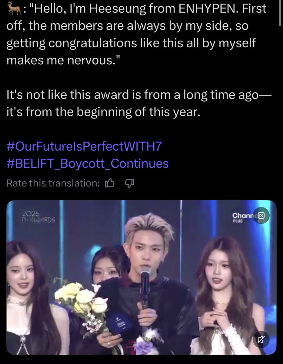 hsngpilled's tweet photo. - sunghoon was gone early february due to him being at the olympics in milan so he missed the upick awards (feb 11)

- the high possibility the recent content teaser was filmed mid february

- during the upick awards, jake making the announcement that the seven of them (including sunghoon) will show engenes great things in 2026

- heeseung changing his name to engene’s man feb 12

- heeseung stating how it felt weird receiving an award alone without the members by his side

- heeseung referencing jungwon as his “forever leader” for his birthday

- enha’s vacation at the end of february 

and there’s just so many more things that happened in february that i’ve seen a lot of ppl point out already.

in all, the entire month of february just seems like the peak of a rollercoaster before everything came crashing down in march.