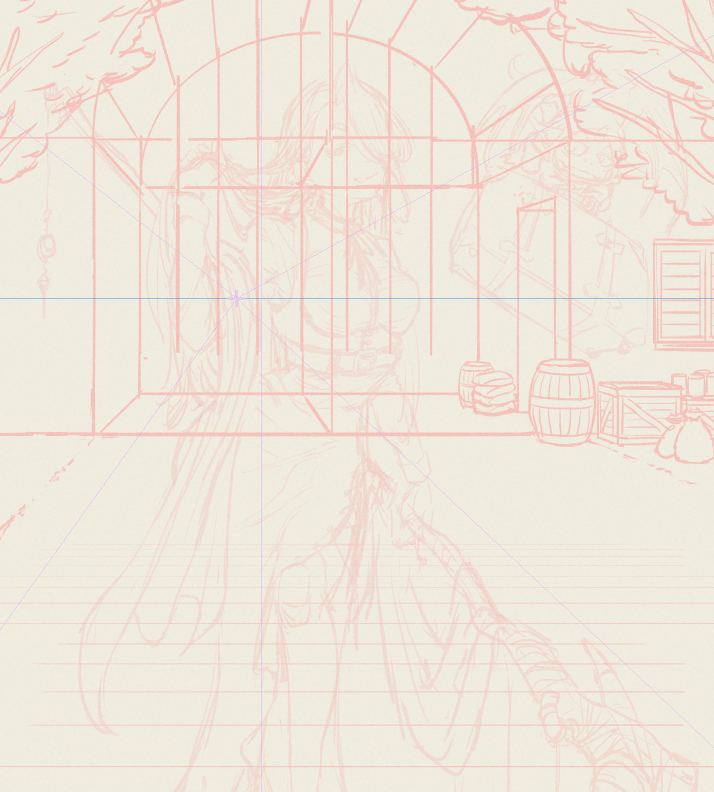 感覚だけで描くクセが染みついててパースが微笑んでくれない･･･🫠むっずいうあああああん