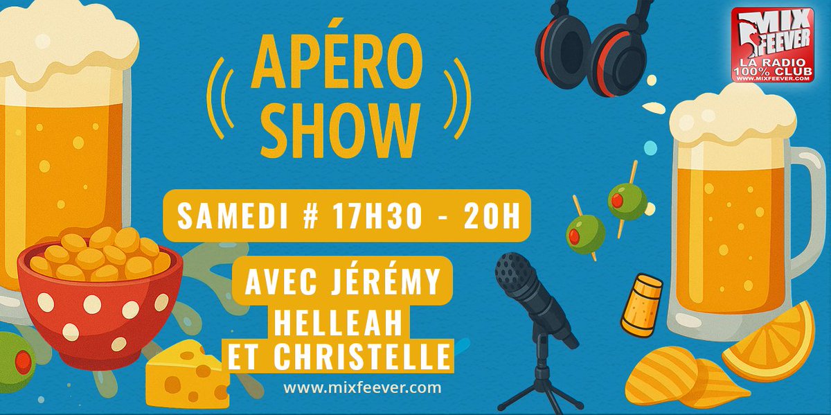 mixfeever's tweet image. Les cacahuètes sont de sortie ! 17h30 L'Apéro Show  jusqu'à 20h sur MixFeever ! #Radio
mixfeever.com/player/
discord.gg/NKqT34DaHW🙂