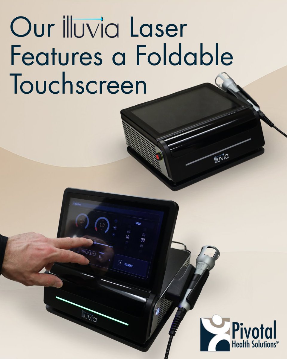 phschiropractic's tweet image. Maximize space, portability, and ease-of-use! 🚚💡The Illuvia Laser features a foldable touchscreen, making setup quick and giving you the perfect viewing angle for every treatment. 💪

#PHS #PivotalHealthSolutions #IlluviaLaser #PortableTherapy #FoldableTouchscreen