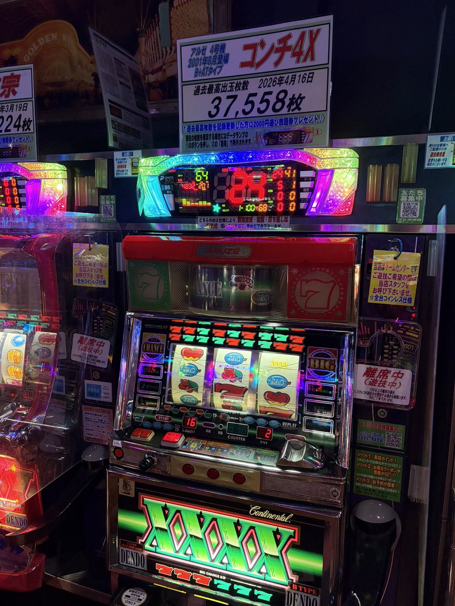 コンチ4X 約5年ぶりの記録更新 一撃差枚37558枚✨✨ 流石の4号機最