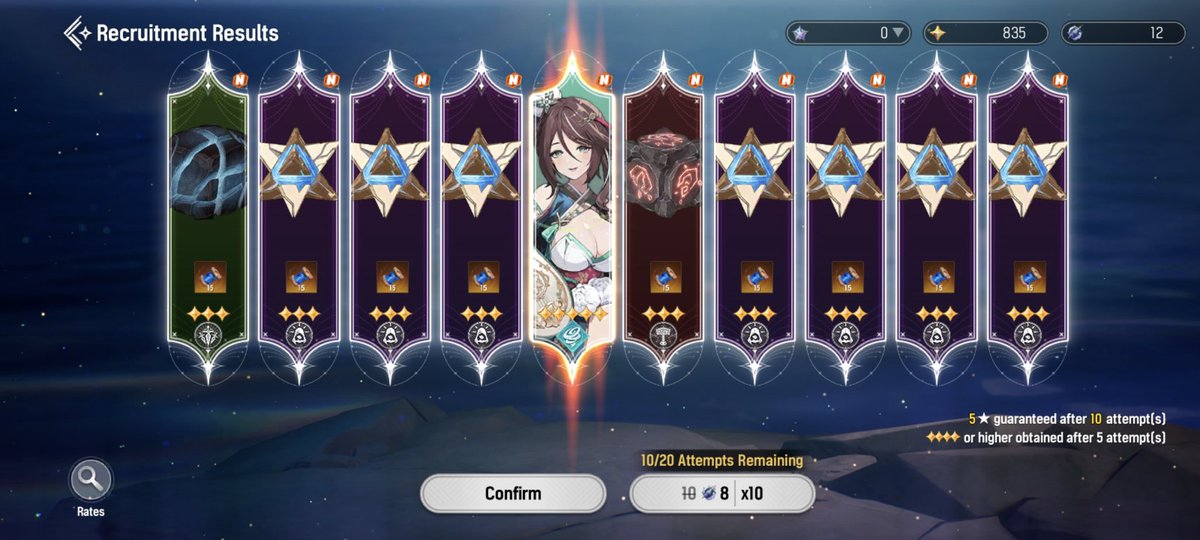 MigsXIII's tweet photo. Oh no, another gacha game. Anyway are two total 5* characters guaranteed in that first 20-pull special banner?? #MongilStarDive https://t.co/RSGyrz3xnv