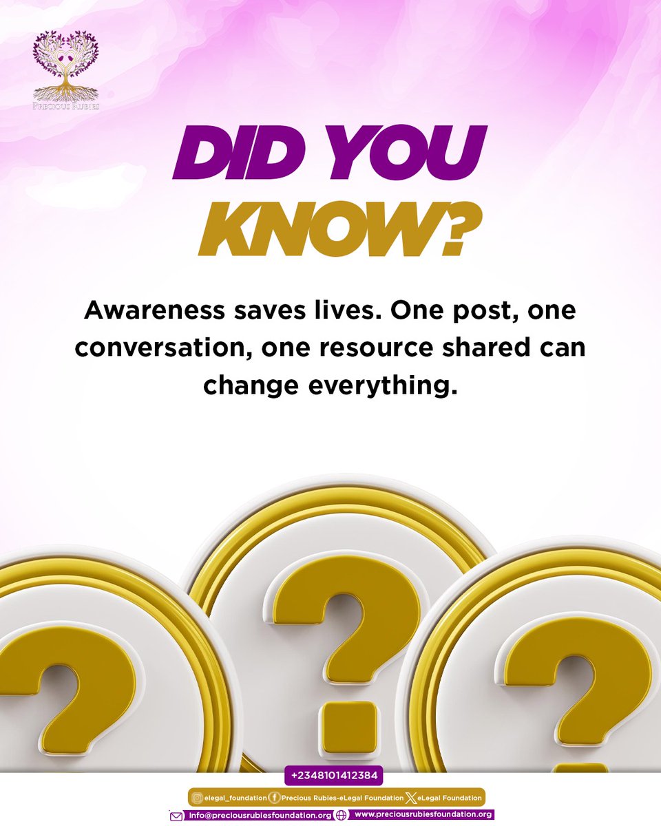 eLegalFound's tweet image. Did you know? 💜
Awareness can save lives. One conversation, one action, one shared resource can make all the difference.

#AwarenessMatters
#SpeakUp
#EndAbuse