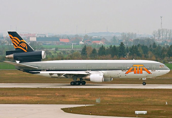 n194at's tweet image. American Trans Air (ATA Airlines)
Douglas DC-10-30 N706TZ
LEJ/EDDP Leipzig/Halle Airport
April 16, 2008
Photo credit Arlida Putri 
Last ATA flight ever LEJ-TUS-MZJ
Last flight I ever released as a Dispatcher 
#AvGeek #AvGeeks #Douglas #DC10 #AmericanTransAir #ATA #LEJ #Leipzig