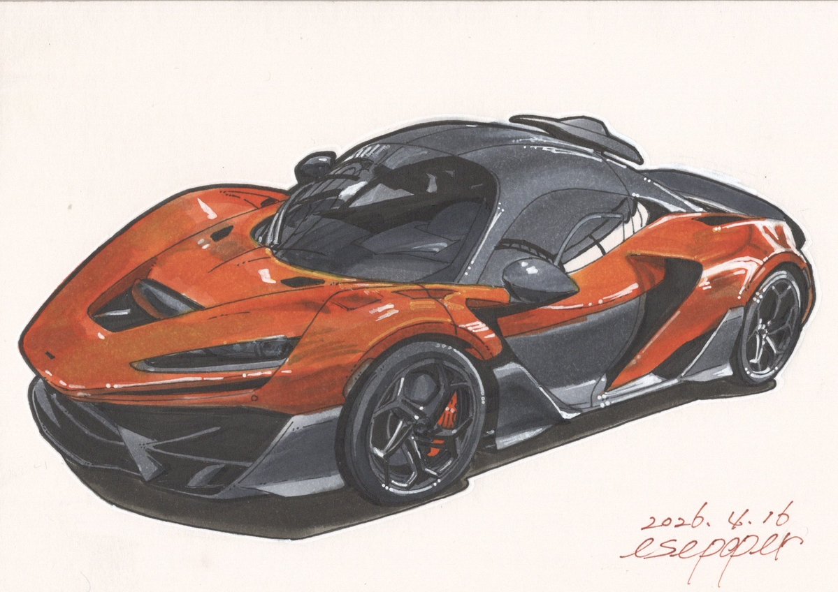 esepoper's tweet image. マクラーレン W1
ケントボードコピック滲むからちょっと難しい😓けどｶﾜｲｸｶｹﾀ‼︎
#車 #アナログ絵