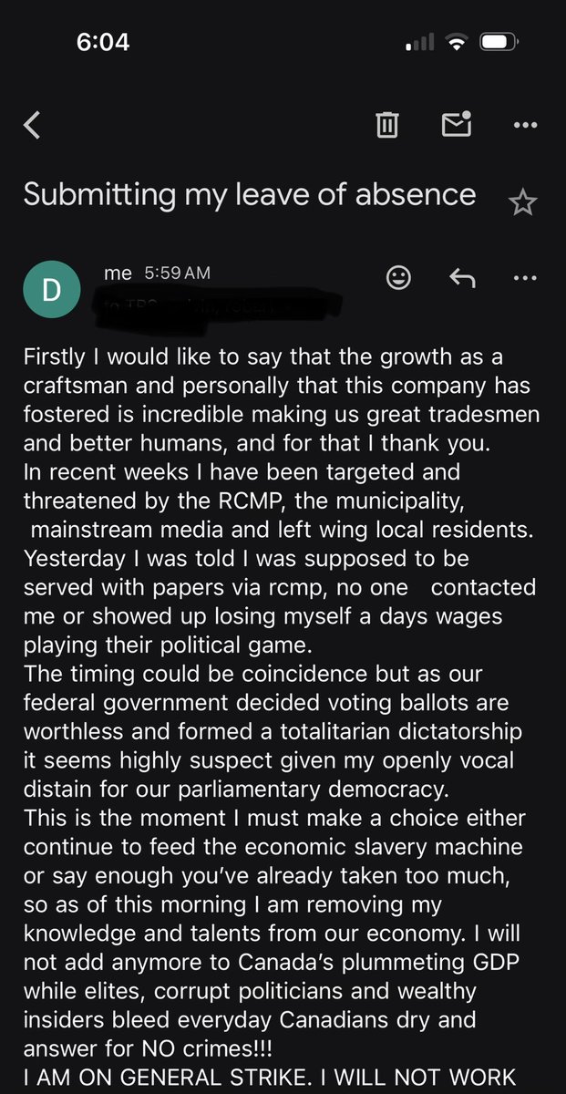 DannyB1147311's tweet photo. I’ve reach a point where I must choose to stand for something or kneel and accept  slavery. 24yrs in my trade, I enjoy my job, my employer treats me well. I just can’t fund the machine hell bent to destroy/enslave average Canadians. My choice is to stand, unwavering, proud and tall. God Bless you Canada, I pray we find the strength to break free the shackles of elite globalists and corrupt government