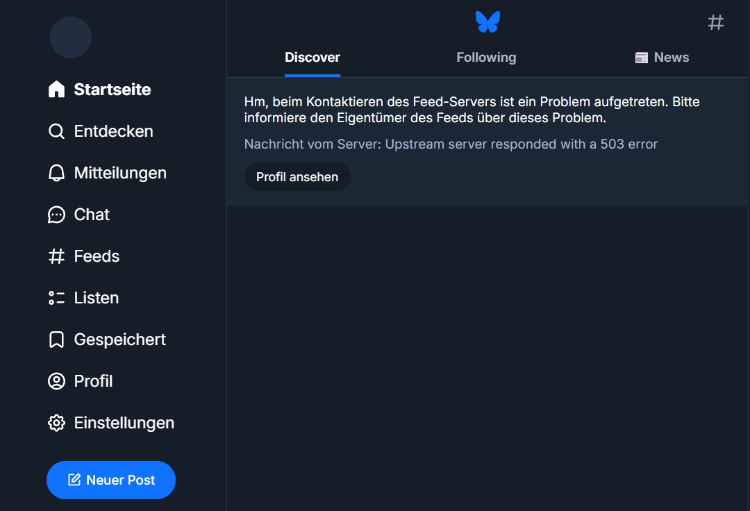Kam gerade rein. Mit Elon wäre das nicht passiert. Blue Sky soll abgestürzt sein?.