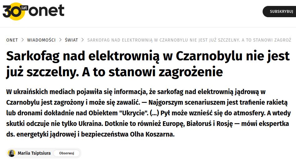 Mnie się zdaje że ukry same coś kombinują z tym sarkofagiem. Być może chcą tam utworzyć Mauzoleum bandery.
Pani Mariia Tsipcisiura raczyła tego nie zauważyć.