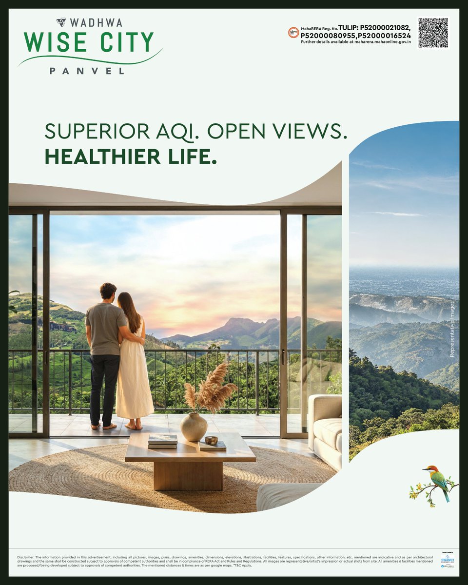 The_WadhwaGroup's tweet image. Wake up to panoramic views of the Prabalmachi mountains and breathe in the fresh, clean air at Wadhwa Wise City. Where every morning feels like a breath of fresh air, surrounded by nature and tranquility.

#TheWadhwaGroup #MumbaiRealestate #RealEstate #WadhwaWiseCity