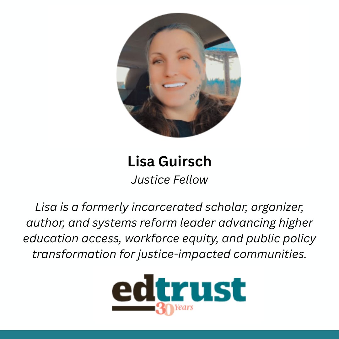 prison2pro's tweet image. This is what it looks like when we invest in our own. 🎉

Celebrating Lisa Guirsch on being selected as an The @EdTrust  Justice Policy Fellow. When impacted voices lead, systems change. 

Proud of Lisa and this cohort. 

🔗 conta.cc/4sCltPS 

#P2PScholars #SystemChange