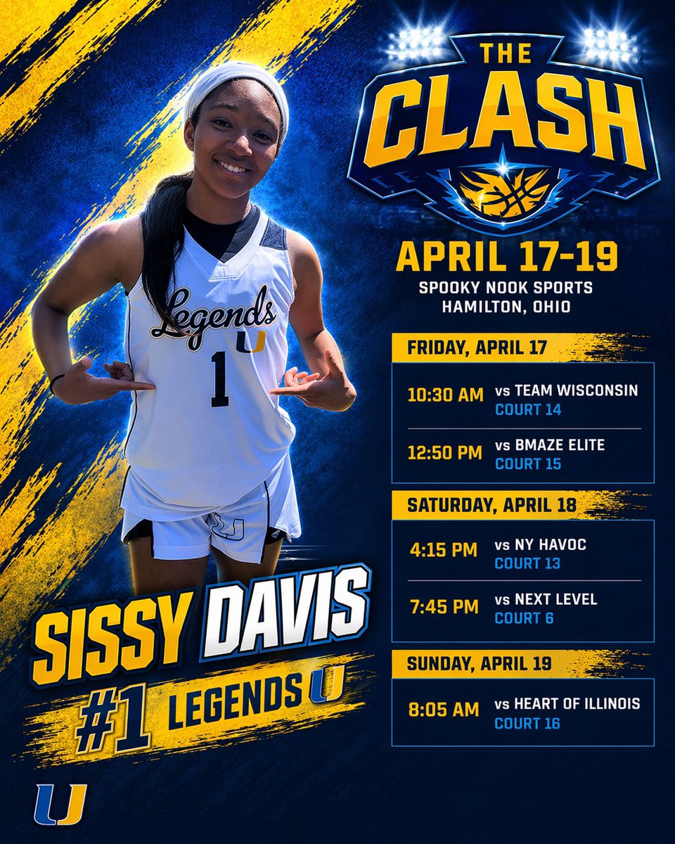 SissyFasho's tweet image. Schedule for this weekend for The Clash! 
#pullup @Legends_Bball @BryceMcKey @DrewFladung