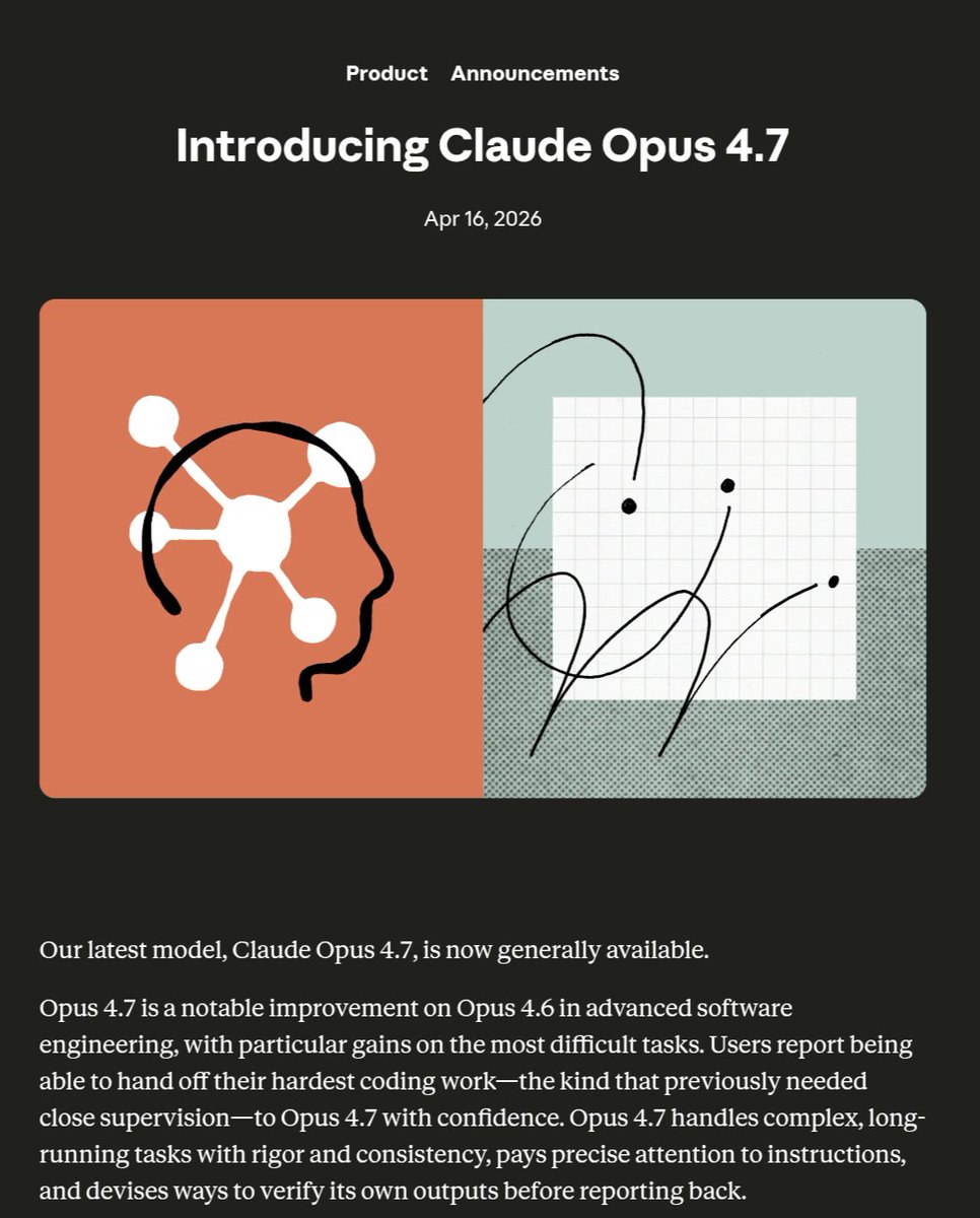 OPUS 4.7 IS OUT!

Waiting for OpenAI to release Spud.