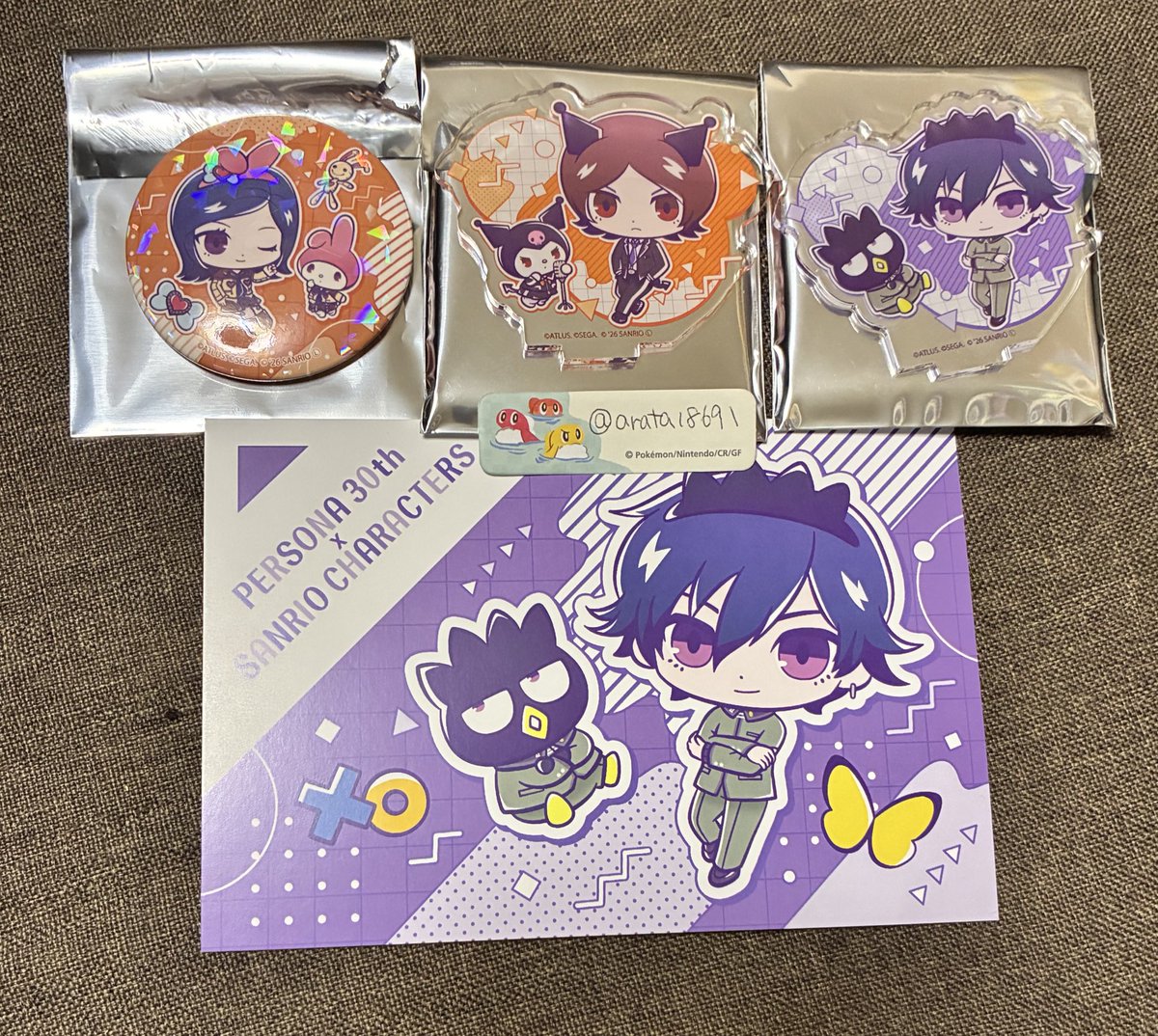 arata18691's tweet photo. [譲度交換]ペルソナ　ペルソナ30th サンリオ　アクリルスタンド　缶バッジ　罪　罰

出)缶バッジ…P2罰
アクリルスタンド…異聞録 P2罪
ポストカード…異聞録
求)P3(男女問わず) P5 定価+送料(PayPay送金のみ)

郵送交換希望です。
検索からでもお気軽にお声掛けください！ https://t.co/6hhHFS1I93