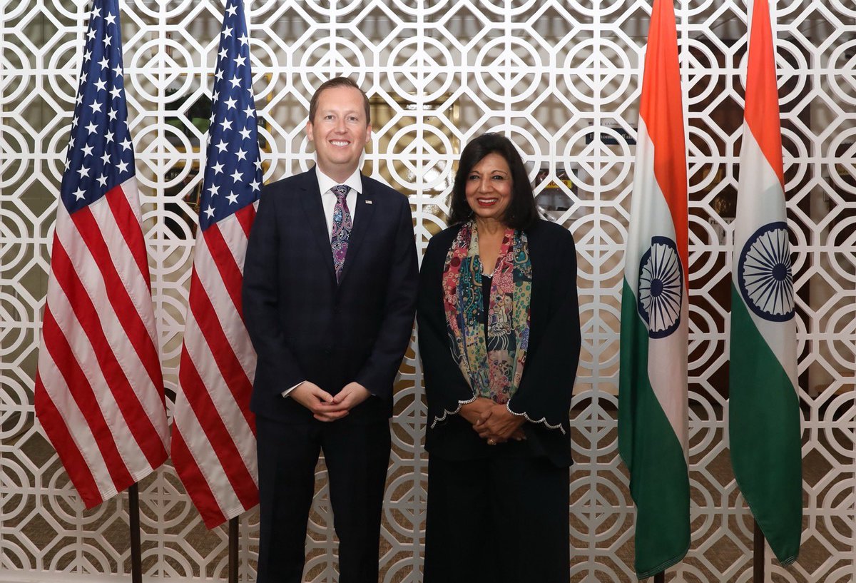 USAmbIndia's tweet image. Wonderful to host @kiranshaw at the Embassy today.  We discussed the recent investments @Bioconlimited has made in the United States, Biocon’s participation at the 2026 #SelectUSASummit, and how our biopharma companies are partnering to create jobs and drive innovation.