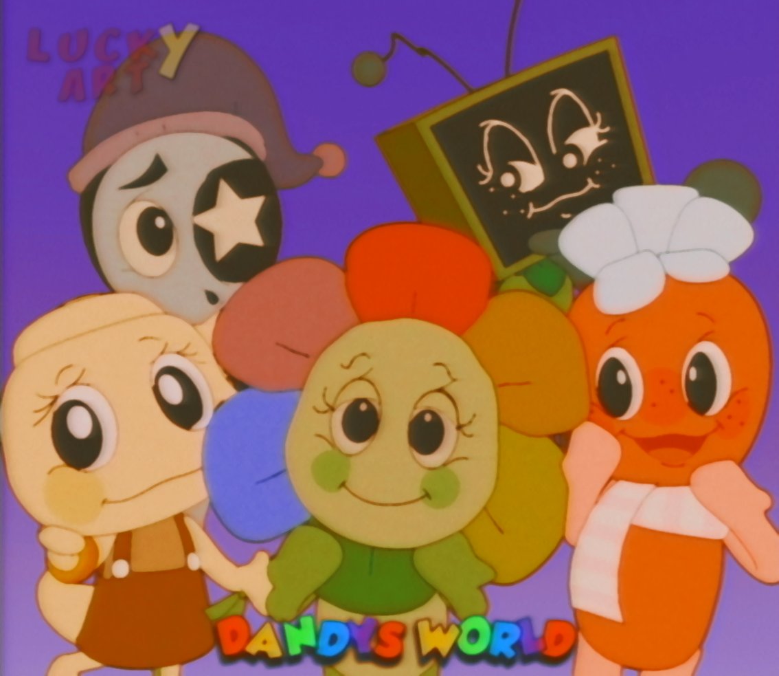 Luckythe3rdcat's tweet image. 🌙🌼🍓📺🐚
(🪨I didn't do pebble cause he is too hard for some reason🪨) 
#dandysworld #dandysworldart #3Dartwork