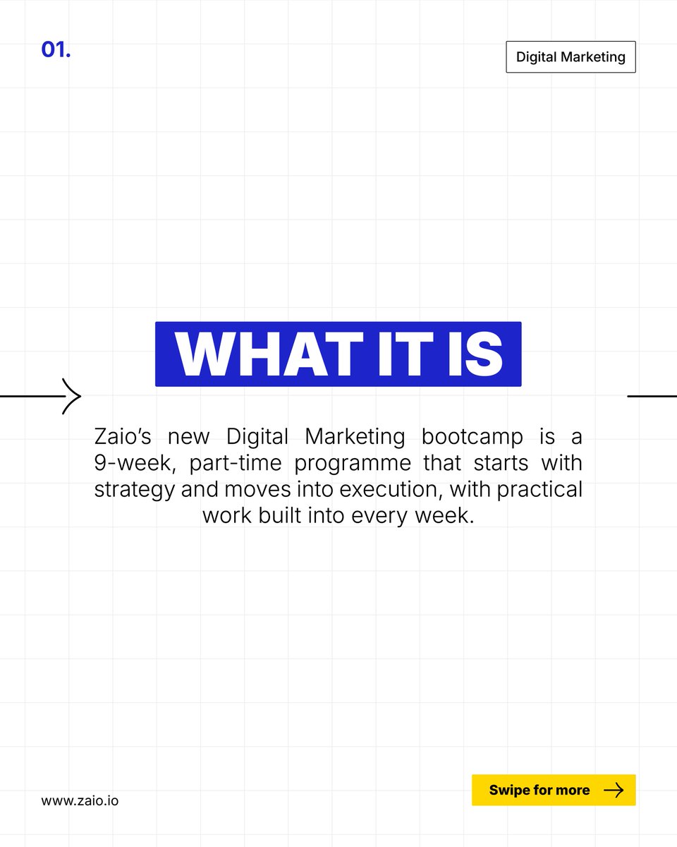 zaiotech's tweet image. A look inside the Digital Marketing Bootcamp, from strategy through to execution across SEO, paid ads, social, email, and analytics.

Structured to show how each part connects, with a focus on real, practical work.

#DigitalMarketing #LearnOnline #Careers #Zaio