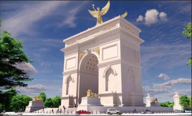 SecretaryBurgum's tweet image. Presented plans for the Triumphal Arch to the Commission of Fine Arts this morning as we prepare for America’s 250th birthday.

Honored to support @POTUS’ bold vision for our nation’s capital, reflecting the strength, history and enduring legacy of the American people. 🇺🇸