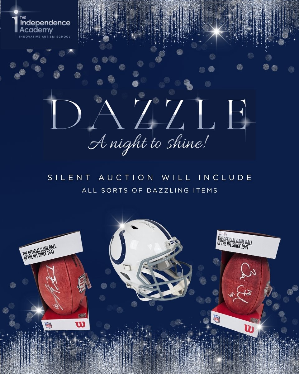 IA4Autism's tweet photo. One week until DAZZLE: A Night to Shine! ✨ Here's a little silent auction sneak peek for you... any Colts fans here? 💙🤍 https://t.co/wa2rJG2A7O
