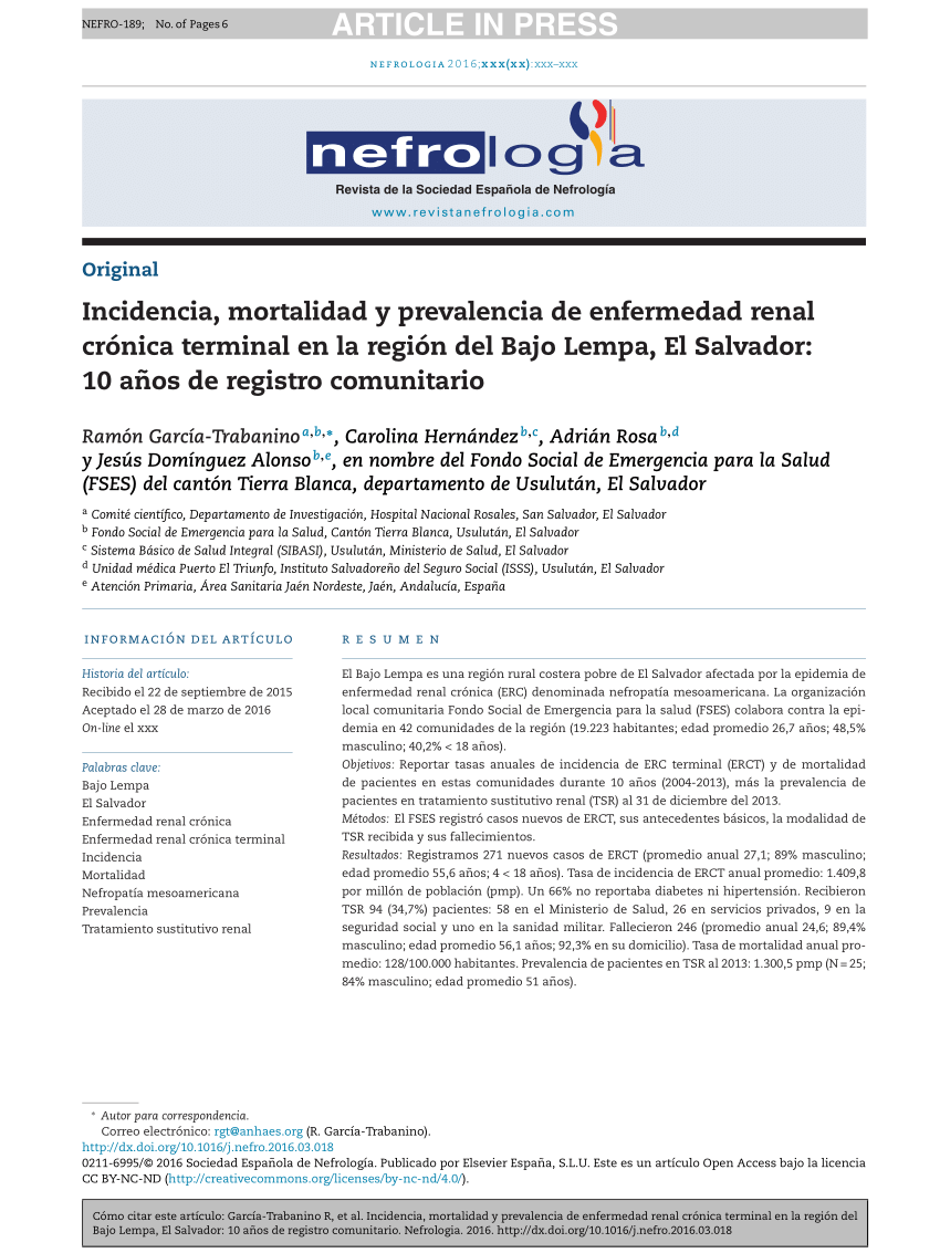 vgarc1ar's tweet photo. El Salvador tiene una particularidad epidemiológica desde hace décadas: una alta prevalencia de enfermedad renal crónica, derivado (en parte) del uso de agroquímicos. 
¿Cuáles estrategias de salud pública existen para atender a esta población? 
#ElSalvador https://t.co/nV0PV71iVk