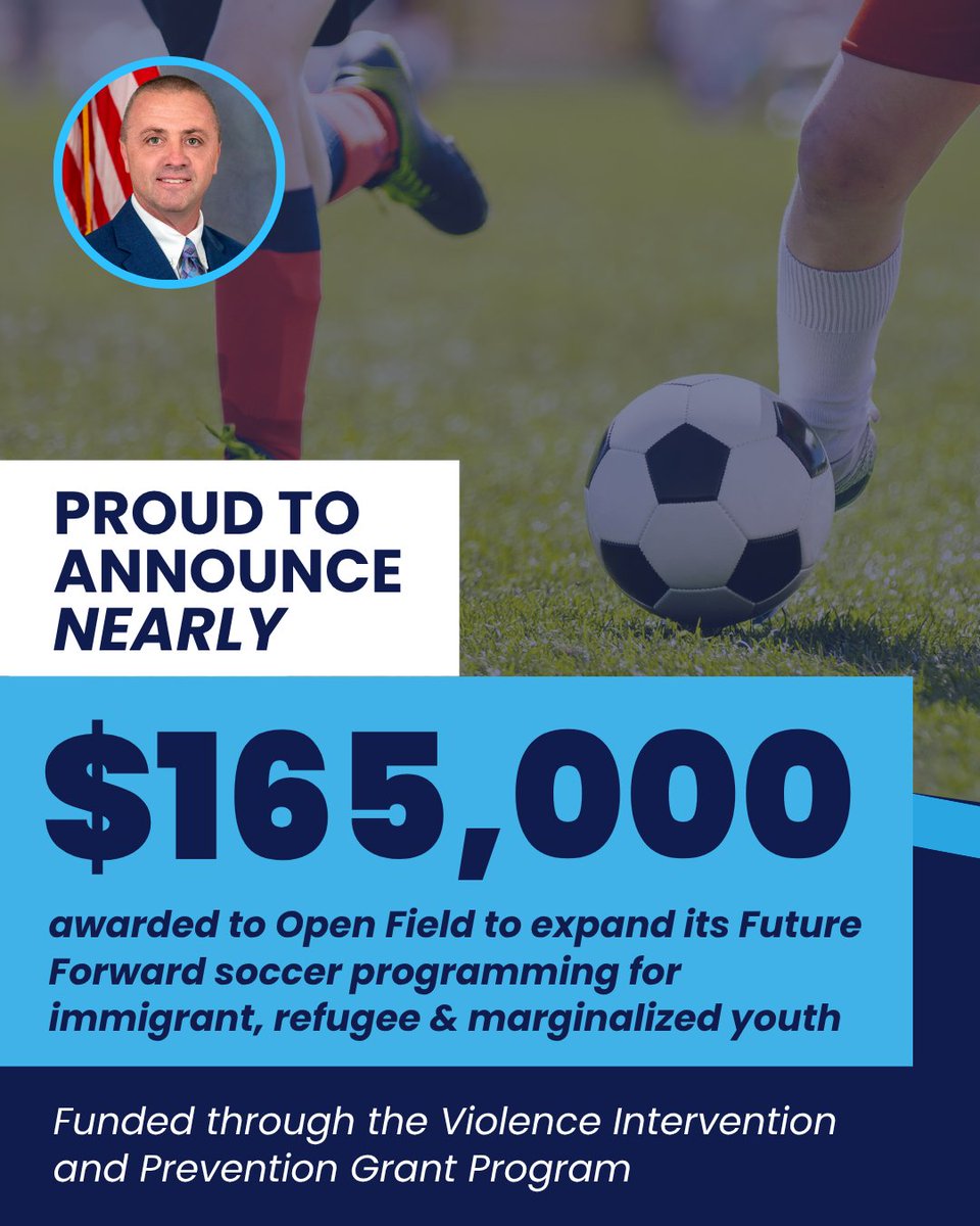 RepDeasy's tweet photo. Proud to announce local nonprofit Open Field has been awarded a nearly $165,000 state grant to expand its Future Forward soccer program.

Read more here: https://t.co/bTQcFA1ltg https://t.co/6PJ1vrb2En