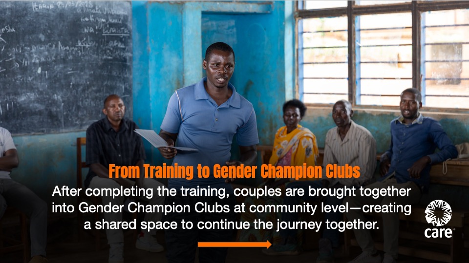 careinrwanda's tweet photo. After 22 sessions, couples complete JOT training to reduce IPV &amp; build equitable relationships under the #GEARproject.

To sustain change, graduates are formed into Gender Champion Clubs - meet to support one another &amp; challenge harmful norms in their homes &amp; communities. #Rwanda https://t.co/RAUrJPBnr7