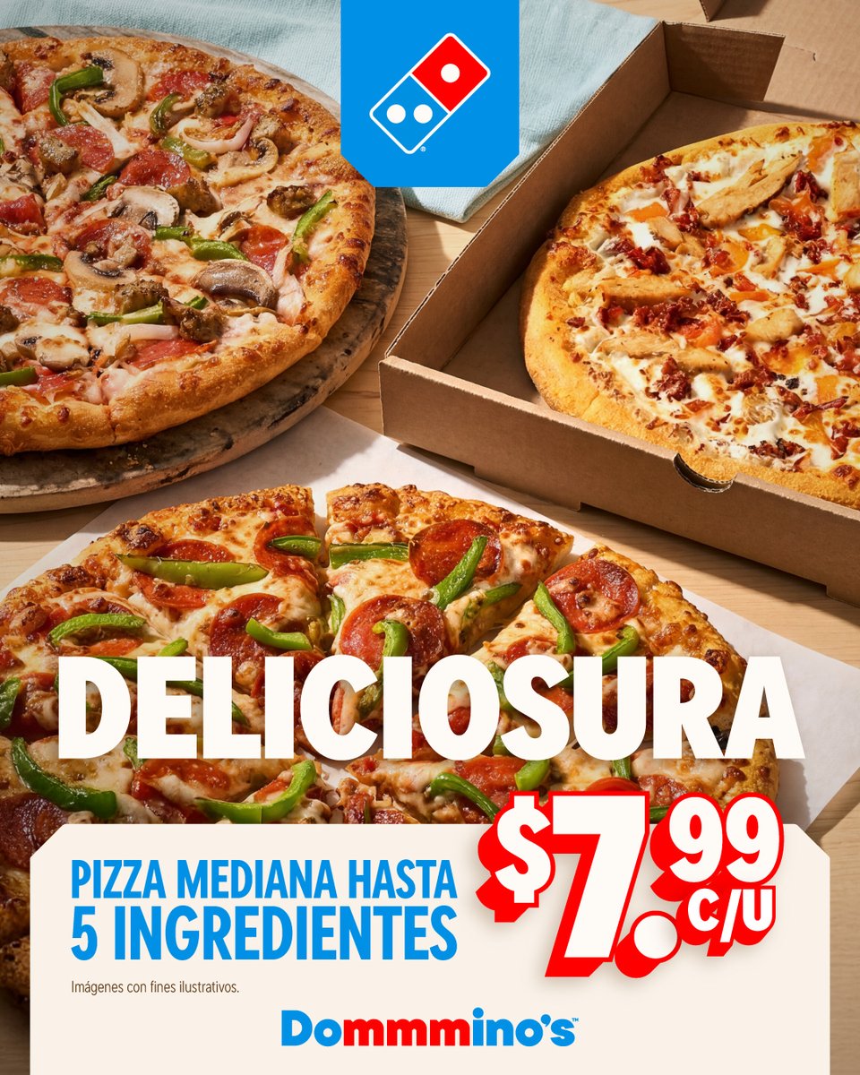 DominosPanama's tweet image. 🍕 ¡Mmm… que deliciosura! 🤤

👉🏼 Disfruta una pizza mediana con hasta 5 ingredientes por solo $7.99

 📲 Pide por la app, web, restaurante o por delivery 

#Dommminos #Pizza #Panamá #DominosPanamá