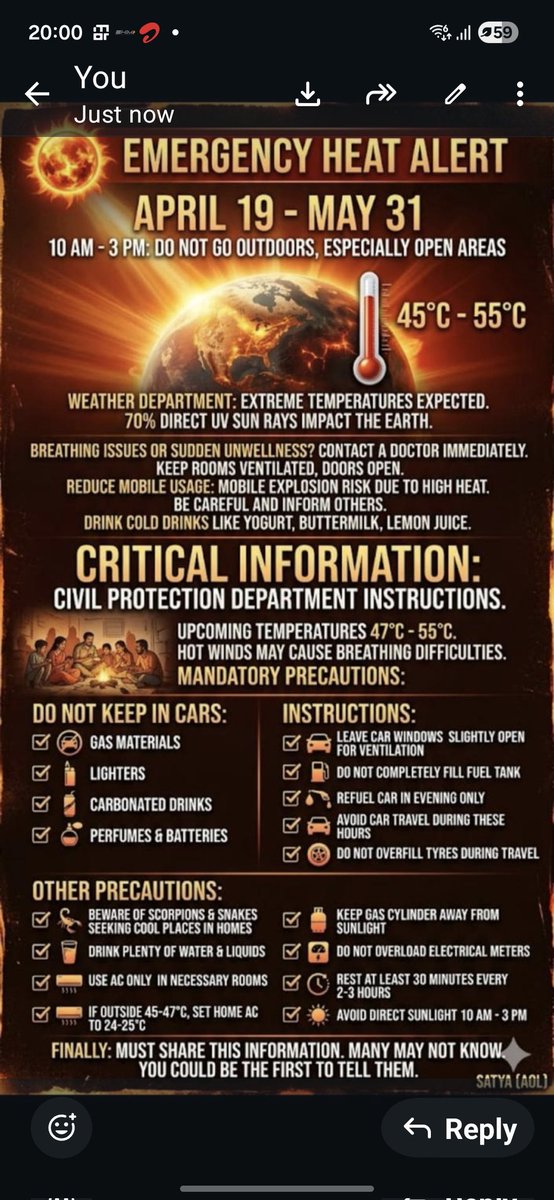 dhandnk's tweet photo. HEAT ALERT TAKE PRECAUTIONS https://t.co/gYWVMYl6jA