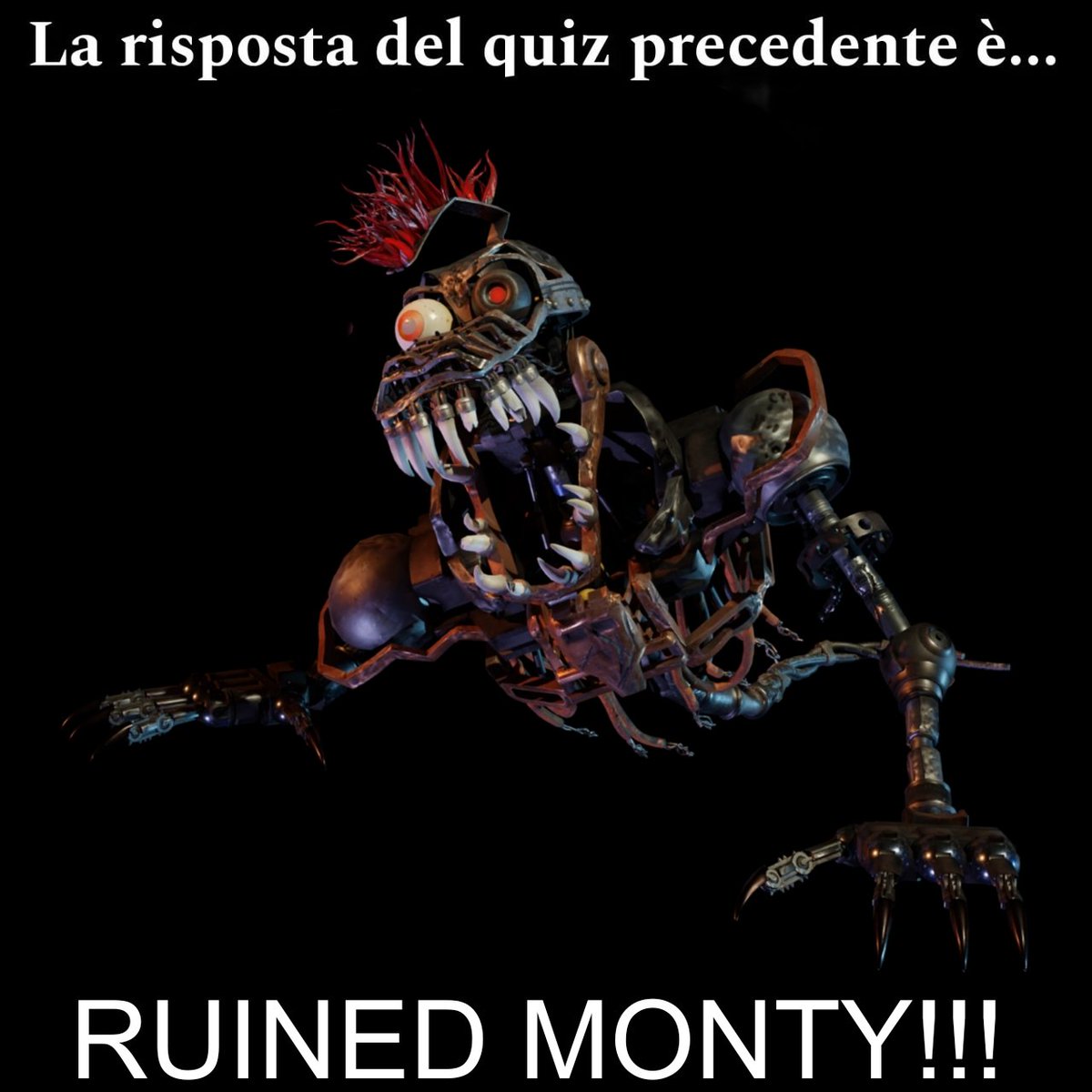 OFNaFChannelITA's tweet photo. #FNaF #Quiz

La risposta al quiz precedente è... RUINED MONTY!!!

Il personaggio di oggi l'abbiamo visto in FNaF 3, in un momento specifico anche se a livello del gameplay non ha nessuna influenza. Vediamo se capite. https://t.co/5AD8XTKEUk