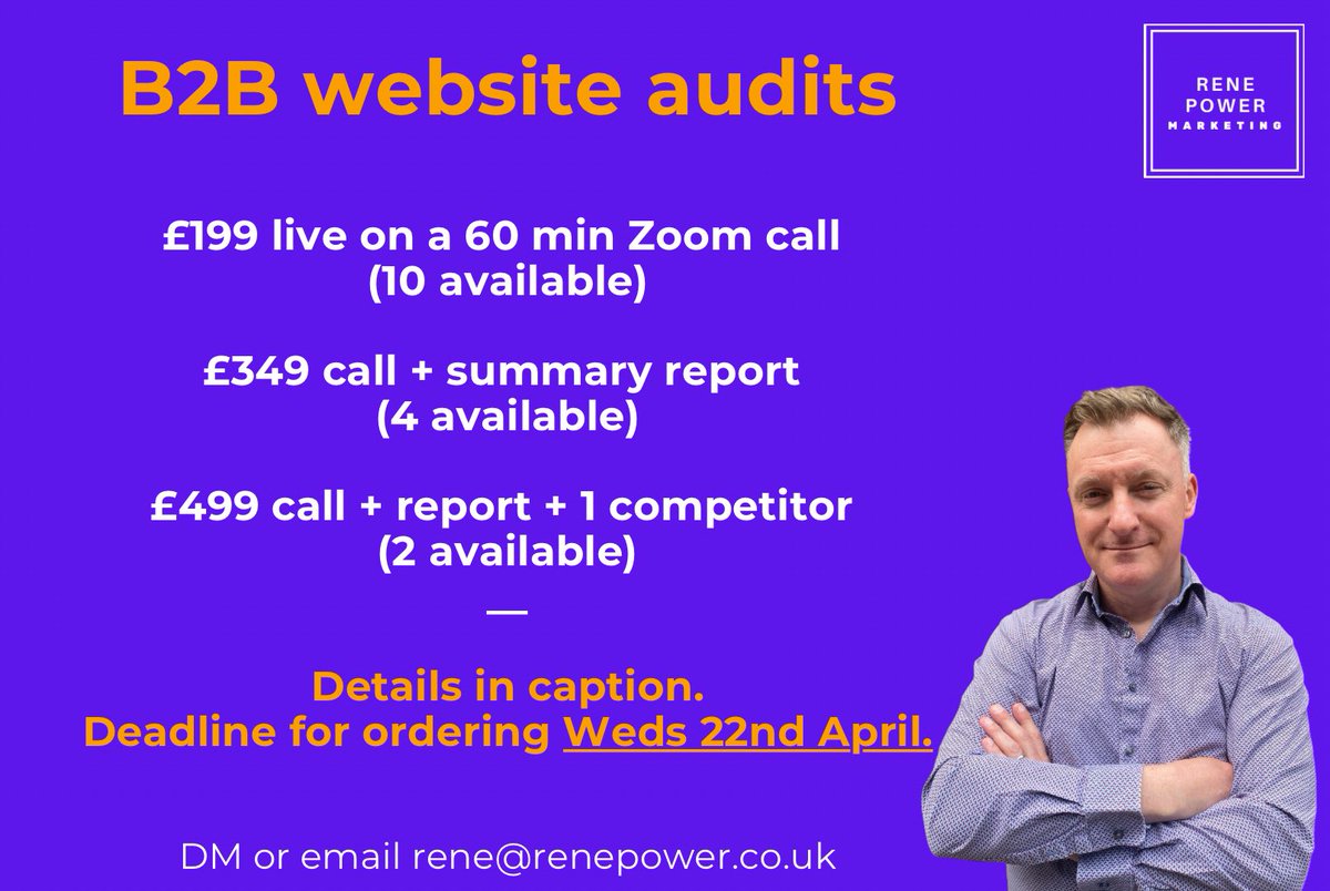 Dm for details.

Limited time offers.

#b2bmarketing
#ukmanufacturing
#ukengineering