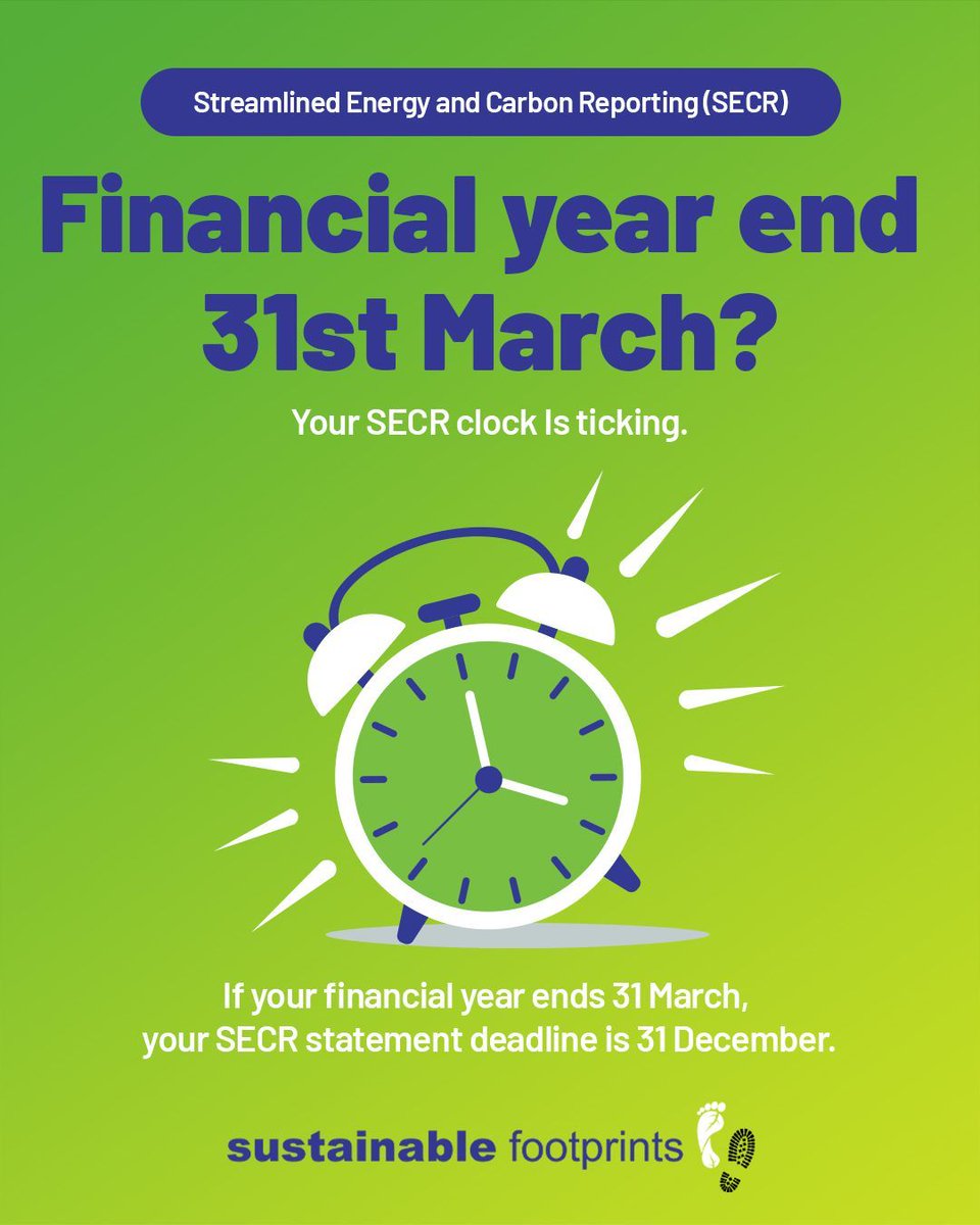 SfLtd's tweet photo. If your organisation’s financial year ends on 31st March, your Streamlined Energy and Carbon Reporting (SECR) must be submitted by 31st December as part of your annual accounts to Companies House. 

Don’t leave it to the last minute. 
☎️ 01444 350021 
🌐 https://t.co/vc9GmzK0HE https://t.co/w0So06R0k7