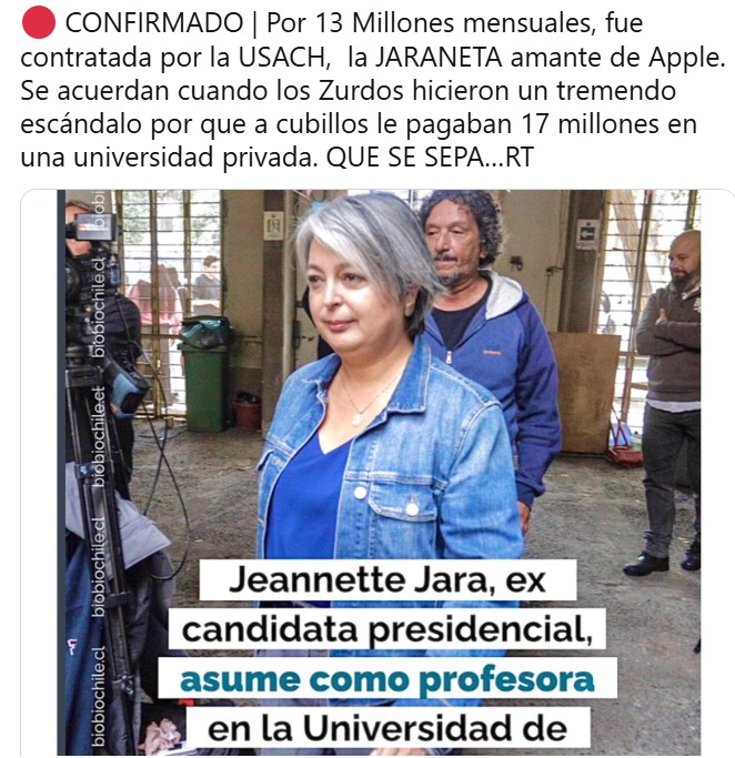 FLASHONE615825's tweet photo. #tudia13
#ContigoCHV
#MuchoGustoMEGA
#buenosdíasTVN
LA COMUNISTA JARA CON SU FLAMANTE SUELDO DE $ 13.000.000. Universidad Pública es decir todos le pagamos el sueldo 
SINVERGUENZA!!! https://t.co/AgZ5C8CzDO