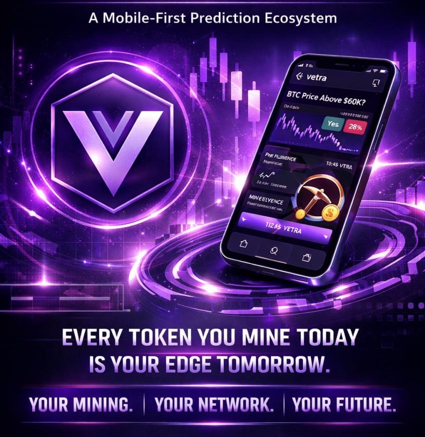 vetranetwork's tweet photo. It’s been quiet… but not idle., while others chase noise, Vetra is focused on real utility.

A mobile-first prediction ecosystem where your mined VETRA is = your power.

Predict markets
Defi
Earn influence
Blockchain
Simple & accessible for everyone

But here’s the edge 👇
The more you mine today, the stronger your position tomorrow.

⛏️ Keep mining.
👥 Invite your friends.
🌐 Grow the network.

Because Vetra isn’t just an app…
It’s a network effect in motion.

#Vetra #BuildInSilence #Crypto #Web3