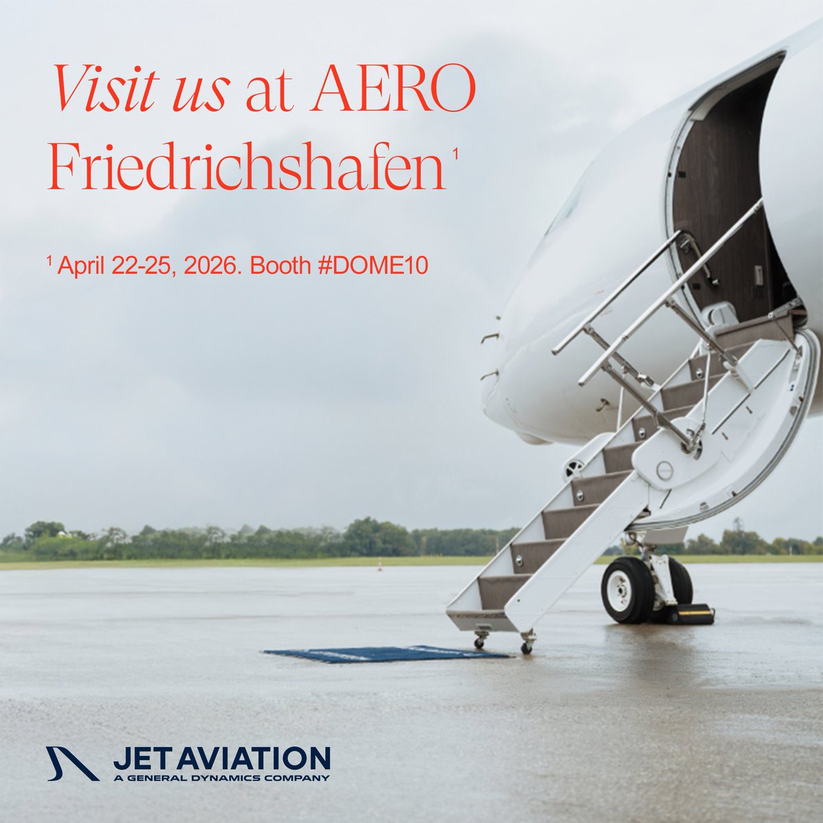 jetaviation's tweet photo. Jet Aviation returns to AERO Friedrichshafen, April 22–25. Meet us at booth #DOME10 to discuss our services—or visit our Careers stand #AC26 on April 24–25 to explore opportunities with our global team.
#JetAviationGlobal #AERO2026 #BizAv #BusinessAviation https://t.co/5zYoUuHoHH