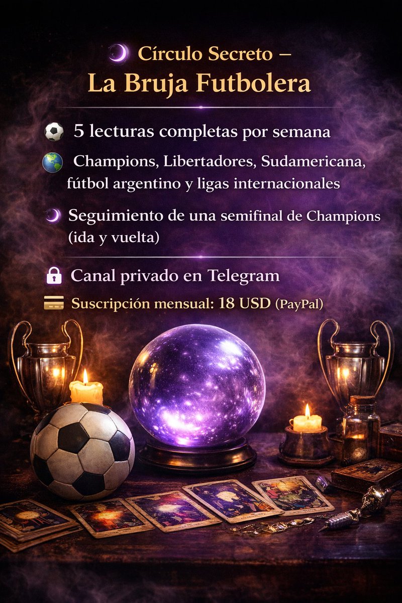 🔒 No todo se va a ver en el canal abierto… ⚽

Si querés acceder, escribime ✨

#ChampionsLeague #Futbol #LaBrujaFutbolera