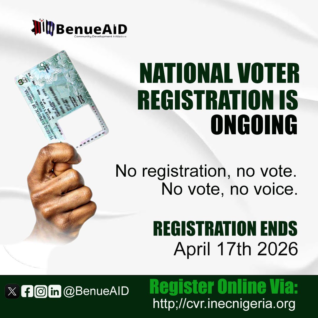 EliteFelicity's tweet photo. I’m honored to have been contacted by BenueAID to design their National Voter Registration flyer 

#Graphicdesign
#NationalDecides https://t.co/EYBLu5Br8K