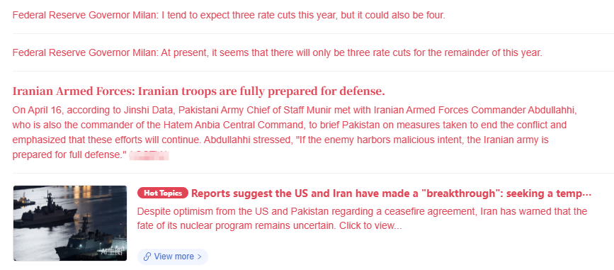 CD_XAUUSD's tweet image. #Federal Reserve's #Williams: If inflation reaches the target level, interest rates are expected to be lowered further.

Federal Reserve Governor #Milan: Currently, it appears there will likely be only three rate cuts for the remainder of the year.

#Iranian Armed Forces: Iranian
