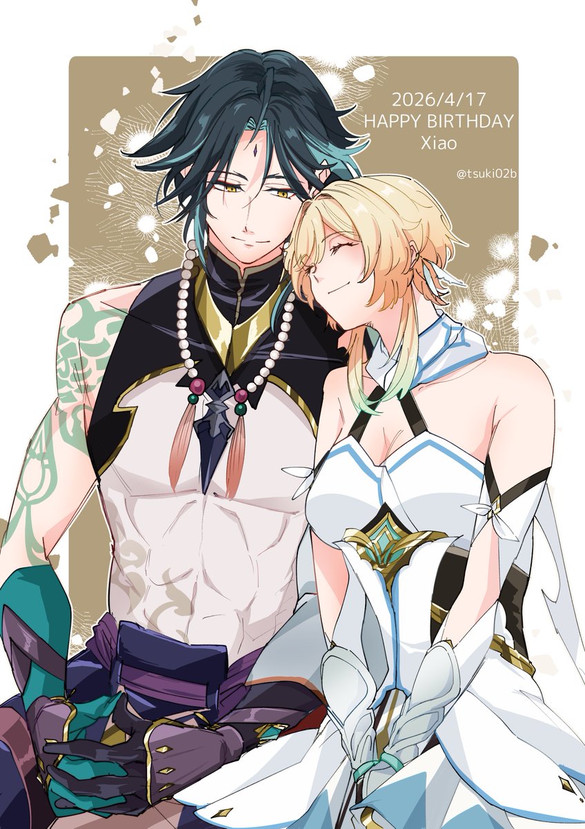 tsuki02b's tweet photo. 魈さんお誕生日おめでとう！🥳二人に幸あれ！#魈蛍　#xiaolumi https://t.co/6Y7p6n7lJl