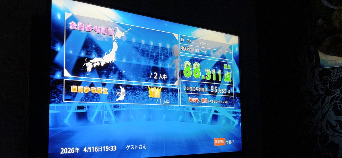 仕事帰りにヒトカラ🎤
福島県のシンガーソングライター
aveさんの曲を始め11曲ほど歌って来ました🎤🎶
スッキリしたー🐔✨
#ave
#福の歌
#JOYSOUND