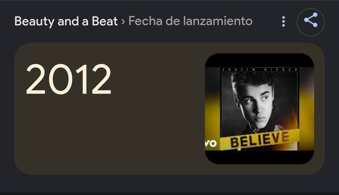me causa gracia que en tik tok, dicen escuchar 'Beauty and A Beat' y volver al 2016. Amigo salió en 2012, DOS MIL DOCE.