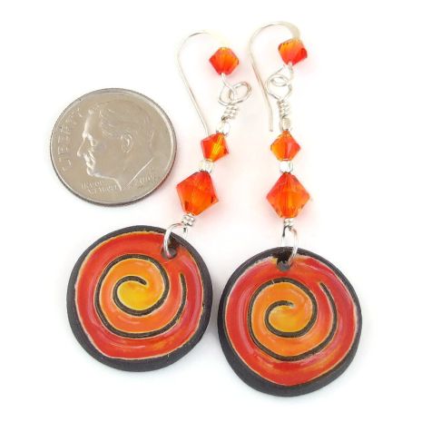 ShadowDogDesign's tweet image. New! Bright &amp;amp; cheerful artisan ceramic #spiral #earrings w/ sparkling fire opal Swarovski crystals!  via @ShadowDogDesign #MothesDay #ShopSmall #Handmade #SpiralEarrings      bit.ly/FierySpirals