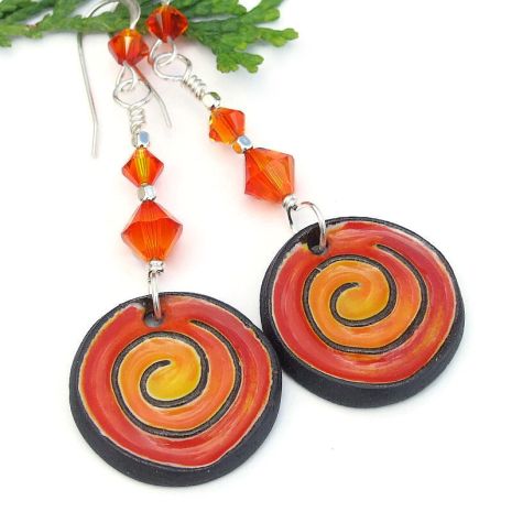 ShadowDogDesign's tweet image. New! Bright &amp;amp; cheerful artisan ceramic #spiral #earrings w/ sparkling fire opal Swarovski crystals!  via @ShadowDogDesign #MothesDay #ShopSmall #Handmade #SpiralEarrings      bit.ly/FierySpirals